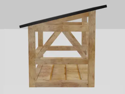 Firewood Storage Low Poly  Low-poly 3D model