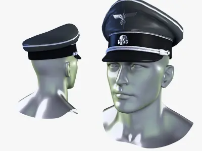 WWII SS German Officer Cap Low Poly Low-poly 3D model