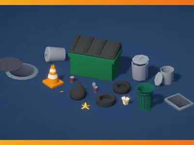 Street Props Pack - Low Poly Assets Low-poly 3D model