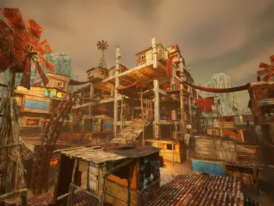 Junk town Low-poly 3D model