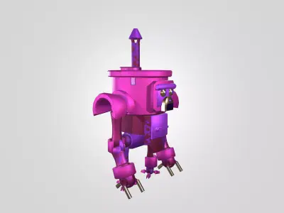 Stylized Retro Robot 3D Character - Low Poly Game Asset Low-poly 3D model