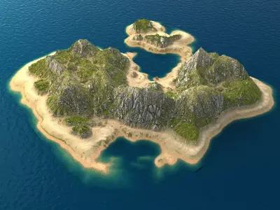 Tropical Island Terrain 8 Low-poly 3D model