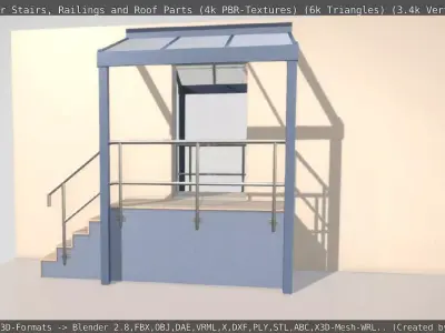 Modular Stairs Railings and Roof Parts Low-poly 3D model