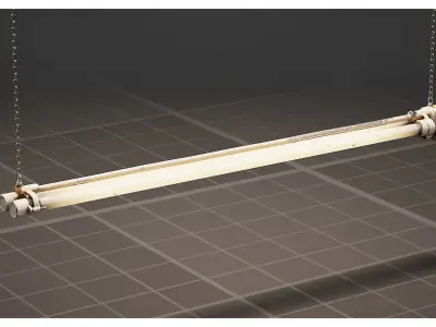 Vintage Factory Fluorescent Ceiling Lamp 3D model