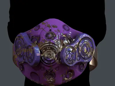 Gas mask helmet 3d model scifi Low-poly  Low-poly 3D model