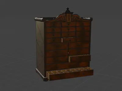 Antique Wooden Apothecary Drawer Cabinet Low-poly 3D model