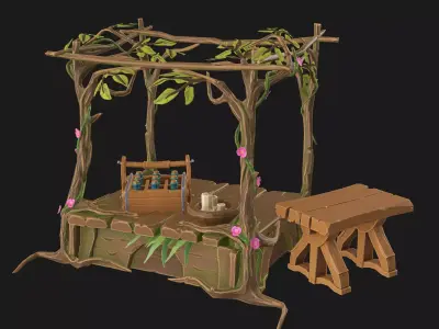 Stylized Druids shop Low-poly 3D model