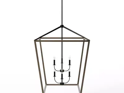 Buford Wood Iron Tiered Chandelier Large Low-poly 3D model