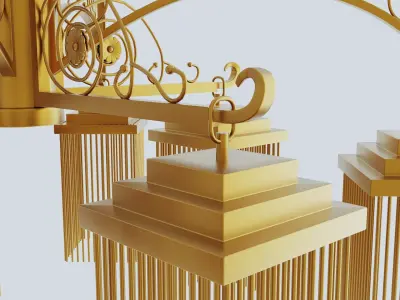 Chandelier gold with four lights 3D model