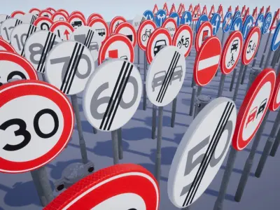 Traffic signs  Dutch Low-poly 3D model