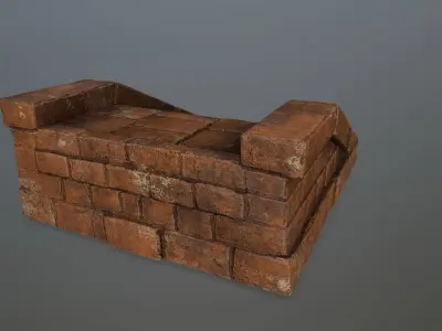 stairs 7 brick wall Low-poly 3D model