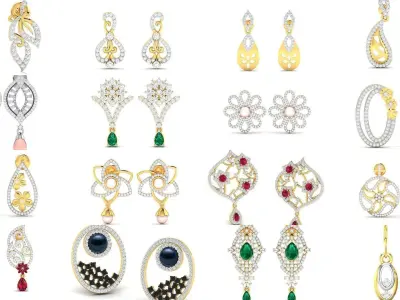 97 LIGHT WT EARRINGS 3D Model Pack