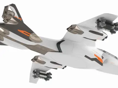 Futuristic Military Fighter Jet White 3D model