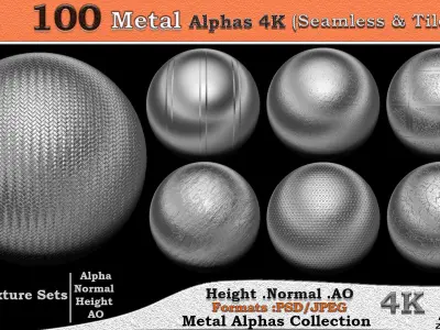 100 Metal Alphas 4K  Seamless Tileable  VOL 04 Texture