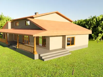 House - Low Poly Game Ready Model Intractable Assets Exterior Low-poly 3D model