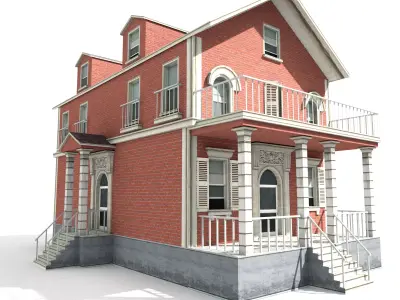 Residential house 01 Low-poly 3D model