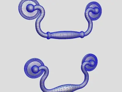 Handle Set 3 pair of chrome handles Low-poly 3D model