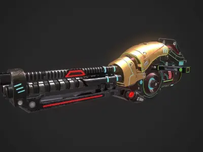 SCI-FI HEAVY CANNON Low-poly 3D model