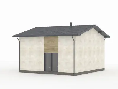 A modern residential house with a slanted roof 3D model