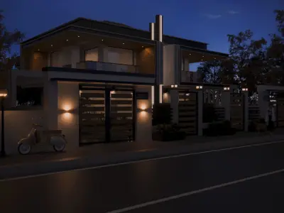 3D Exterior Modern Villa Scene 3D model