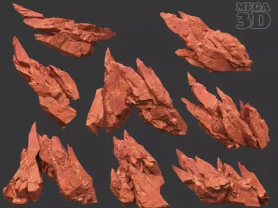Scifi Yellow Sharp Rock 220611 - Ultra HD 16K Textures Low-poly 3D model