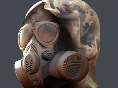 Gas mask helmet 3d model military combat Low-poly 3D model