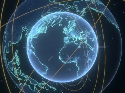 Animated Hologram Planet Earth 2 Sci-Fi 3D Model Low-poly 3D model