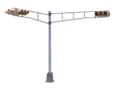 Street Light With Traffic Light 02 Low-poly 3D model