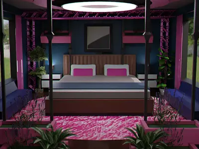 Bedroom Pink Young Dream Low-poly 3D model