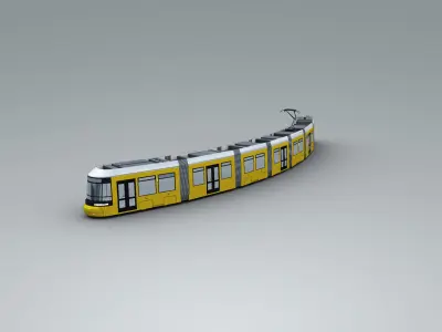 Low Poly Tram 3 - Low-poly 3D model