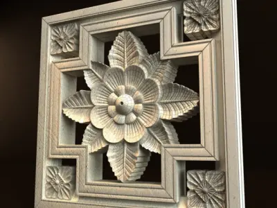 Carving flower in decorative frame 3D model