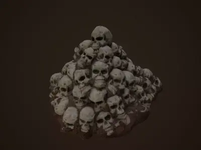 Stylized Skull Pile - Game Ready and 3D Print Compatible Low-poly 3D model