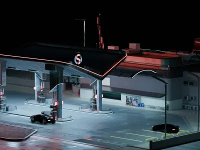 Cyberpunk Gas Station 3D model