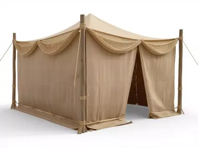 Traditional Bedouin Tent Woven Fabric 3D Model Low-poly 3D model