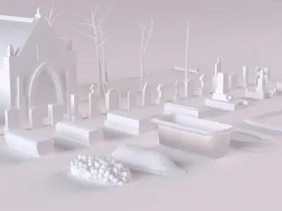 Cemetery collection set of figurines and statues 3D model