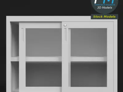 Filing cabinet with glass doors 3D model