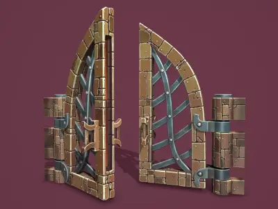 Fantasy door Low-poly 3D model
