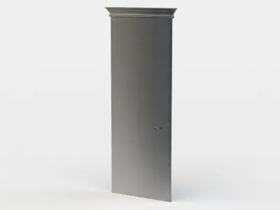 Door metal pole with wooden handle Low-poly 3D model