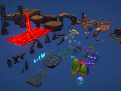 Stilized Dungeon  Low-poly 3D model