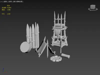 Stylish watchtower guardrail tent Low-poly 3D model