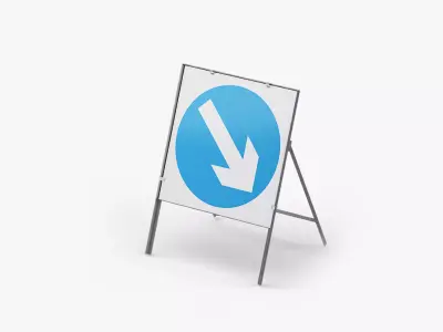 Keep Right Square Road Sign  Low-poly 3D model