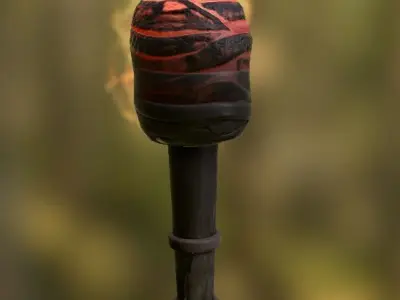 Medieval Torch - Game Ready - Has Emission Free low-poly 3D model