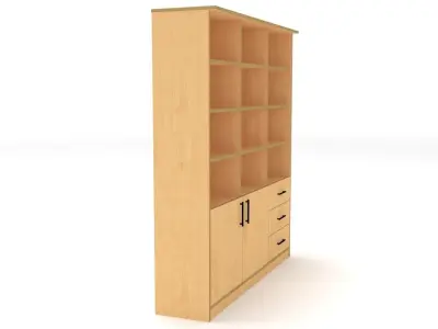 bookshelf 3 cover2 drawer3 plywood Low-poly 3D model