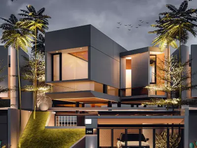 3D Model Modern House Contemporary Cantilever 3D model