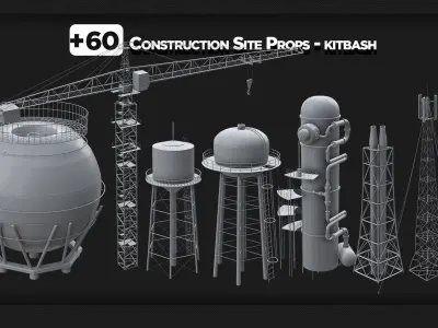 60 Construction Site Props - KITBASH - VOL 04 3D model