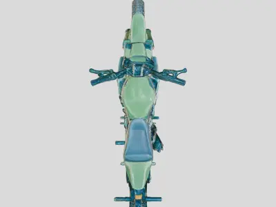 Green Motorcycle Model with Camouflage Pattern Low-poly 3D model