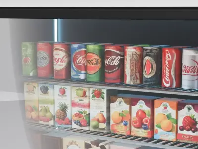 Glass Door Refrigerator Free low-poly 3D model