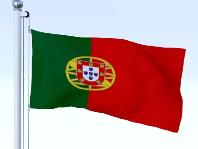 Animated Portugal Flag Low-poly 3D model