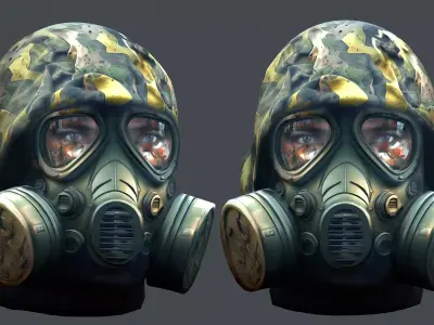 Gas mask helmet 3d model military combat fantasy cyborg Low-poly 3D model