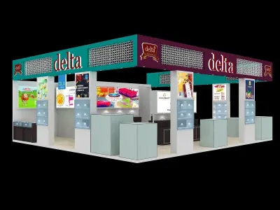 10 mtr x 9 mtr 3 side open exhibition stands 3D print model